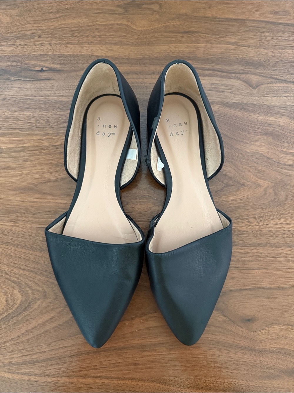 a new day Black Pointed D'Orsay Flats